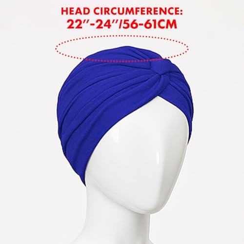 Barelove 10 Pieces Stretch Turbans Chemo Head Wrap Cancer Head Beanie Twisted Turban Cap Cover Hats for Women