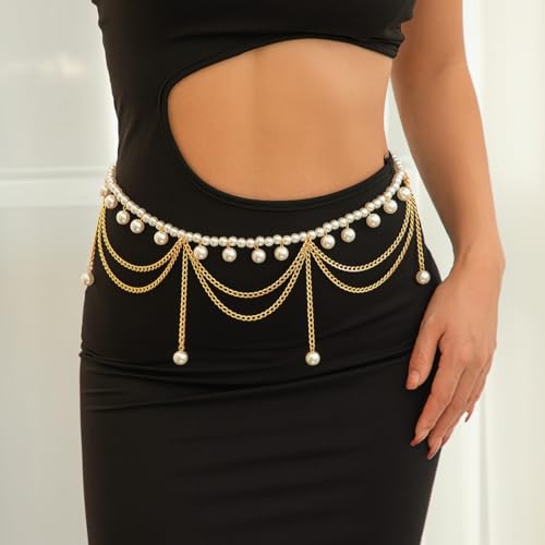 Boho Body Chain Waist Chain Gold Tone Tassel Layered Chain Belt Adjustable Belly Chains Metal Bikini Party Dress - color: Color 6