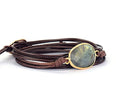 Women Wrap Bracelet Boho Natural Jasper Crystal Stone Beads Strand Bracelets - color: Gray Labradorite