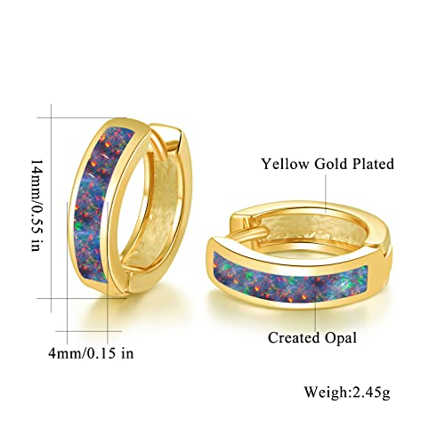 CiNily Huggie Earrings Opal Hinged Hoop Earrings Gold Plated Hypoallergenic Small Hoop Earrings for Women Teen Girls Men Sensitive Ears - color: Rainbow Black