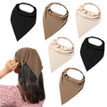 Vercret 6 Pack Hair Scarf Headband for Women Elastic Bandana Head Scarf Large Boho Triangle Kerchief with Clips Non Slip Scarves - color: I Dark Colors