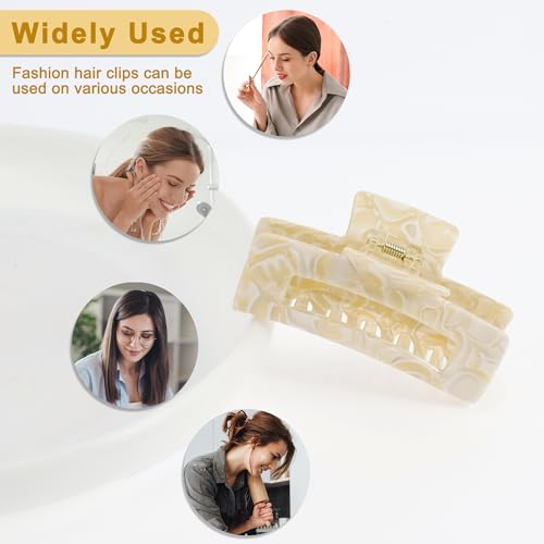 VOCOSTE Hair Caw Clips, Acetic Acid Hair Clips, Tortoise Hair Clips, Large Hair Claw Clips, Hair Barrettes for Women, Beige - color: Beige