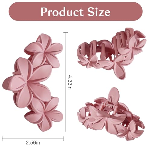 4PCS Plumeria Hawaiian Flower Claw Clips - Large Strong Hold Beach Hair Accessories for Thick Hair (Colorful) - color: Multi-colored-B