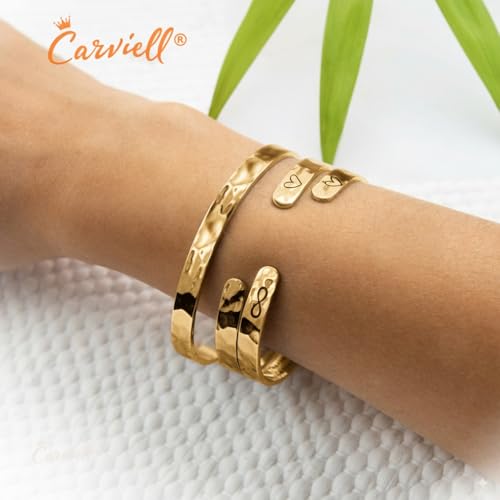 Carviell Bracelet - Gifts for Women – Inspirational, Friendship, Love, Mom, Daughter, Sister, Christian, Graduation, Memorial & Wedding Gifts – 100+ Phrases – Stainless Steel, Gift-Ready - style: DAUGHTER'S Gift - Always my daughter, forever my friend