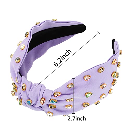 YISSION 1PC Crystal Knotted Headband for Women Non Slip Rhinestone Headband Purple Head Band Fashion Wide Headbands Hair Accessories for Women Girls - color: Light Purple