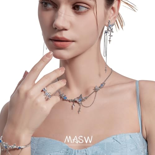 Stylish long tassel earrings Elegant butterfly pendant earrings for women (M2935-1)