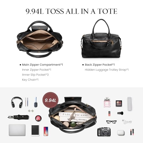 befen Vintage Genuine Leather Satchel Tote Bag for Women, Top Handle Handbags Leather Purse, Large Shoulder Crossbody Bags - color: Black