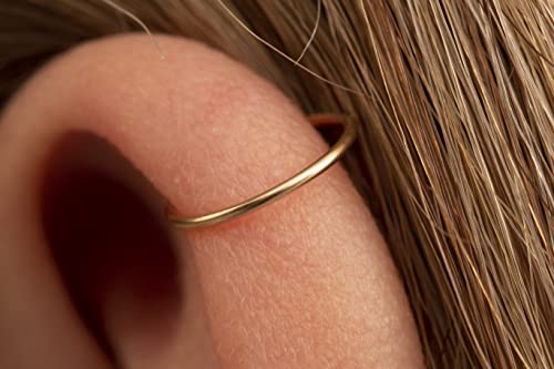Gold Hoop Earrings Silver Hoop Earrings - Hoop Earrings For Women Two Pcs Of Thin Gold Filled Sterling Silver Hoops, Helix Hoop, Tragus Ring, Cartilage Hoop - color: Gold, style: 7mm 22 gauge / 1 pair