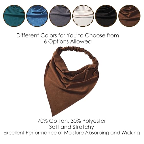 Vercret 6 Pack Hair Scarf Headband for Women Elastic Bandana Head Scarf Large Boho Triangle Kerchief with Clips Non Slip Scarves - color: R Dark Colors