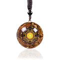 Day Day Up Orgonite Pendant Tiger Eye Necklace Sri Yantra Necklace Sacred Geometry Energy Healing Yoga Jewelry (Style 1)