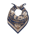 Head Scarf Hair Neck Scarves for Women Fashion Silk Satin Purse Bag Scarfs Handbags Bandana Neckerchief - color: Navy Blue Beige Gold Baroque