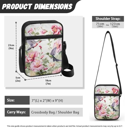 Womens Crossbody Bag Cell Phone Purse Wallet Small Shoulder Handbag for Workout Travel Gym - color: Hummingbird