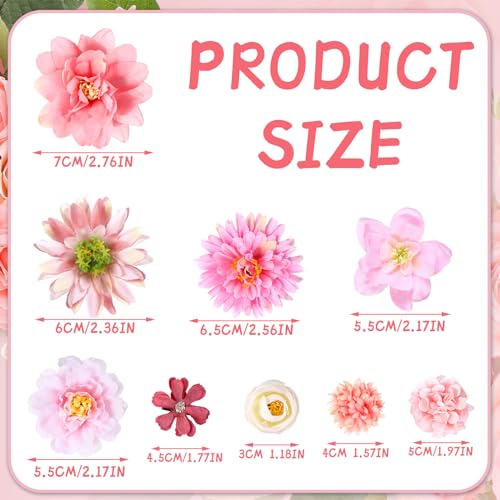 BBTO 21 Pcs Flower Hair Clip Rose Hair Clips Barrettes for Women Flower Accessories Boho Bride Claw Clip Hairpin Brooch Pin Headpiece for Wedding (Multicolor) - color: Multicolor