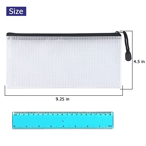 Tamaki 10 Pack Small Mesh Zipper Pouch Document Waterproof Zipper Bags Pencil Pouches A6 Size for Classroom Organization School Office Supplies(Black) - color: 10 Pack Black