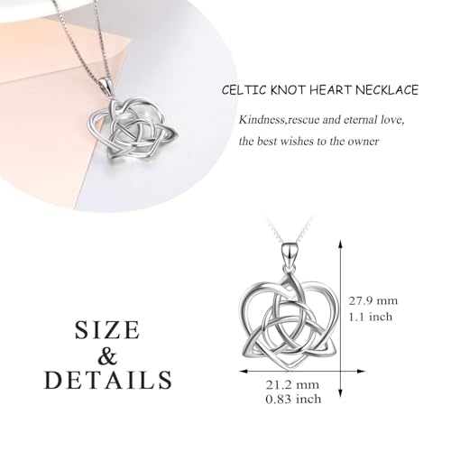 Celtic Jewelry Necklace Gifts Sterling Silver Good Luck Irish Vintage Triquetra Trinity Celtics Love Knot Pendant Necklace Christmas Gifts for Women Mother - style: Celtic necklace-Silver