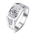 Yaresul 8 * 8mm 2.85CT 925 Sterling Silver Mens Gemstone Ring Princess Cut Created Black Onyx|Sapphire|Emerald|Ruby Mens Wedding Band Engagement Ring Pave CZ W/AAA Size 6-13 - color: Cubic Zirconia