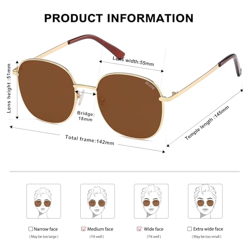 SOJOS Classic Trendy Square Sunglasses for Women Men Cute Big Frame Gold Shades SJ1137 - color: Gold/Brown