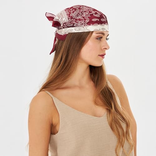 dscarf Womens Neck Scarf 21"x21" Small Square | Headband Scarf Ethnic Bandana Head Scarf Flowering Breathable Lightweight - color: Ethnic Design 8