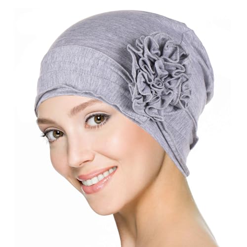 Headwrap Turbans for Women - Twist Soft Floral Solid Caps Pre Tied Chemo Beanies Headwear Hat for Cancer - color: Gray