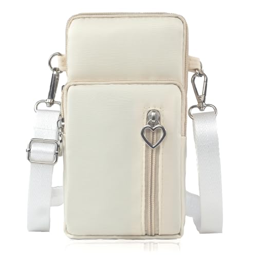 JANKS Small Crossbody Bag for Women - Mini Phone Purses with Crossbody Strap and Wallet - Nylon Arm Bag - color: A-off-white