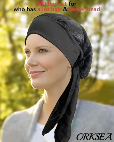 Chemo Headwear for Women Head Scarf Headwraps Silky Soft Turbans for Women Cancer Hats Chemo Beanie Coverings Scarves - color: A Black