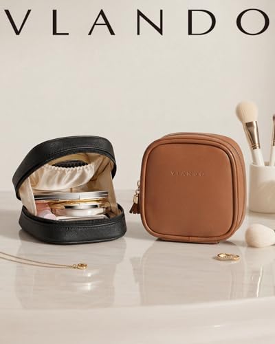 VLANDO Mini Makeup Bag, Small Makeup Bag for Purse with Slip-in Pockets, Portable Travel Toiletry Bag with Zipper, Waterproof Travel Essentials for Women-Black - color: Black