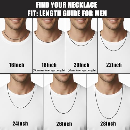 Fiusem Wheat Chains for Men and Women, 2/2.5/3/4/5mm Silver Tone/14K Gold Plated/Black Necklace Chain, Stainless Steel Mens Necklace 16-28 Inch - size: 26 Inches, style: Black 2MM