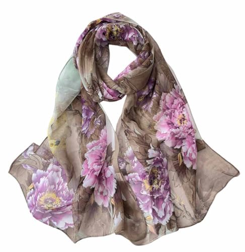 Xyueanlo Scarfs for Women Fashion Scarves Print Pattern Lightweight Sunscreen Scarf Wraps Shawls - color: Peony Brown