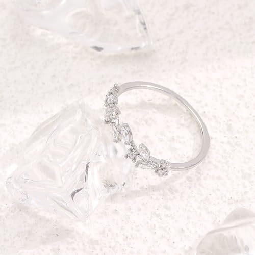 Dainty Rings Open Adjustable Ring Leaf Ring for Women Dainty Stackable Rings for Women - color: Silver