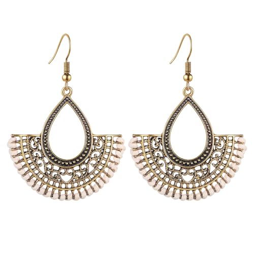 Silver/Gold Boho Dangle Statement Earrings for Women Trendy,Handmade Vintage Dainty Cute Long Drop Summer Earrings,fashion Accessories Jewelry Gifts - color: A58 Handmade Braided Rope Waterdrop Earrings