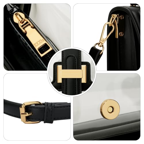 KKXIU Crossbody Bags for Women - Top Handle Purses for Lady, Leather Handbags Shoulder Clutch with Adjustable Shoulder Strap - color: Clear