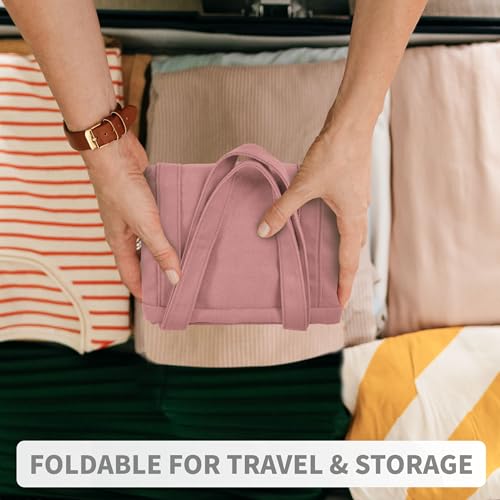 HOMESPON Large Canvas Tote Bag for Women Everything Bag with Pockets and Laptop Sleeve - color: Pink