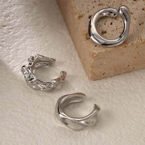 3Pcs Ear Cuffs Non Piercing for Women，14K Gold Plated Hypoallergenic Cuff Earrings Trendy clip Earrings for Women Cartilage Gold Jewelry Gift - color: SL-Ear Cuffs WO-A