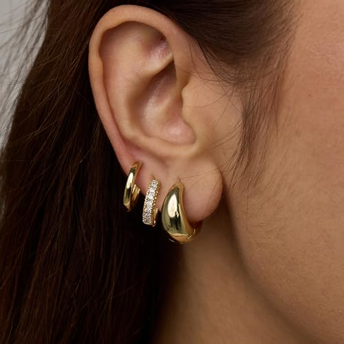 6 Pairs Gold Hoop Earrings Set for Women Trendy Chunky Huggie Dainty Earring Jewelry Small Fashion Hoop Earrings for Gifts