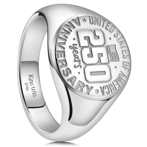King Will Men's Tungsten Signet Rings Thumb Pinky Biker Band Ring For Men High Polished Plain Wedding Statement Ring Comfort Fit Size 7-12 - color: Silver-Flag