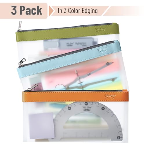 Mr. Pen- Clear Pencil Pouch, 8.50"x4.25", 3 Pack, Durable TPU Material | Medium Water-Resistant Pencil Bags with Smooth Zipper, Multipurpose Clear Pouch for Stationery, School, Office - color: Earthy, size: 3 Pack, Medium