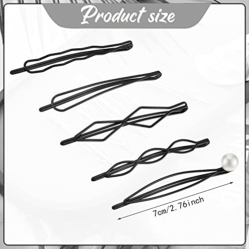 10 Pieces Geometric Metal Hair Clips and Barrettes for Women - Hair Styling Pins, Minimalist Decorative Wedding Accessories, Dainty Headwear (Silver, Black) - color: Silver, Black