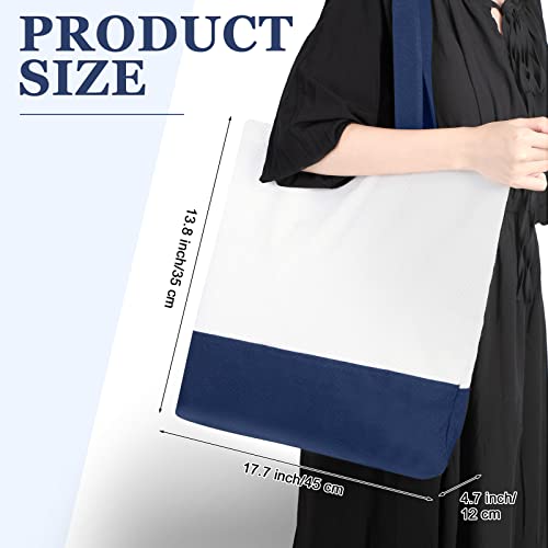 Reginary 16 Pack Canvas Tote Bags Set - Large Cotton Tote with Handle for Women's Kitchen & Grocery Use - DIY Gift - color: Navy Blue