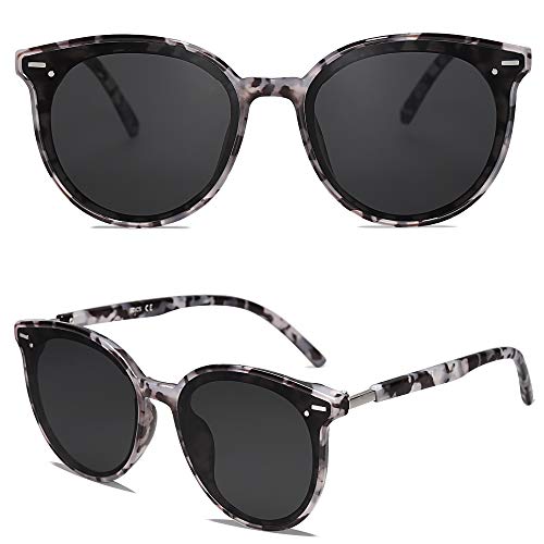 SOJOS Sunglasses Womens Trendy 2025 Classic Round Retro Vintage Shades Large Frame Sunnies SJ2067 - color: Grey