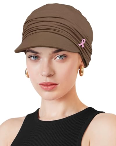 Chemo Headwear Viscose Newsboy Cap for Women Summer Hats - color: Brown