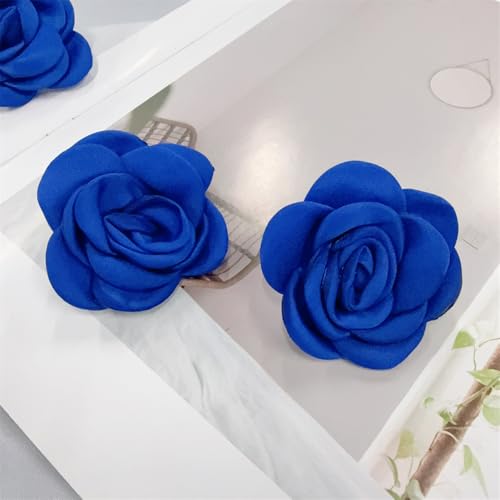 OIDIMS Rose Flower Jewelry Set for Women Classic Velvet Camellia Satin Flowers Choker Necklace Sexy Charms Floral Earring Bracelet for Party Bride Wedding Party Summer Holiday Necklaces - color: Blue
