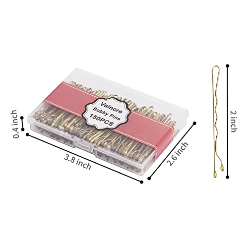 Vaincre Blonde Bobby Pin for Buns, 150 Count Hair Pins Bulk with Storage Case, Pain-Free Hair Clips for Women and Girls (Blonde, 2 inch) - color: Blonde