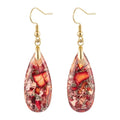 Stone Drop Earrings for Women Earrings Teardrop Jasper Stone Dangle Earrings - color: Brownish Red-Golden Hook