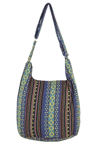 Your Cozy Hobo Sling Bags For Women Crossbody Bag Thai Top Handmade Shoulder Bag with Adjustable Strap - color: Naga-blue
