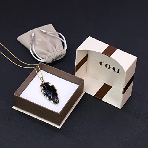 COAI Arrowhead Pendant Black Obsidian Raw Crystal Necklace for Men Women 20-32" - style: Bigger Arrowhead Pendant