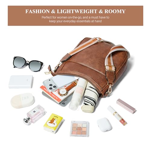 Crossbody Bags for Women Crossbody Purse for Women Vegan Leather Hobo Purses Shoulder Handbags for Daily Travel Work - color: 1-1 Brown