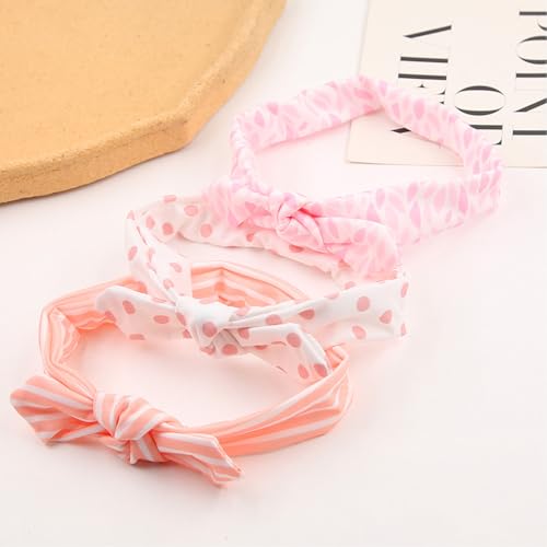 Baby Headbands Soft Stretchy Baby Girl Bows Newborn Infant Toddler Headwrap Hair Accessories - color: Pink