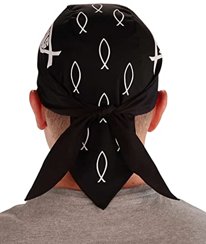 Sparkling EARTH - American Made Skull Caps Doo Rags Do Rag Durag Headwrap Head Wraps Skullies - Made in The USA! - color: Christian Fish/Jesus Religious Faith