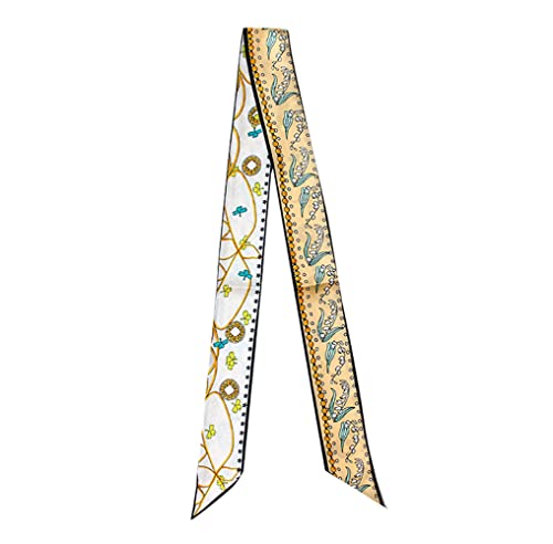 JERLA 100% Mulberry silk Scarf bag scarf Head Hair Ribbon Handbag Handle wrap Tie Bundle Neckerchief Scarf for women - color: Bellwort Yellow