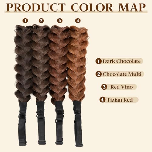 CJL HAIR 2PCs Braided Headbands Hair Piece for Women Synthetic Hair Hoops Head Bands Handmade Braid Hairband Accessories Elastic Stretch Headwrap Red Vino - color: 2PCS-Red Vino